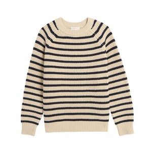 Demylee Phoebe Stripe Cotton Sweater in Natural / Navy (Small)